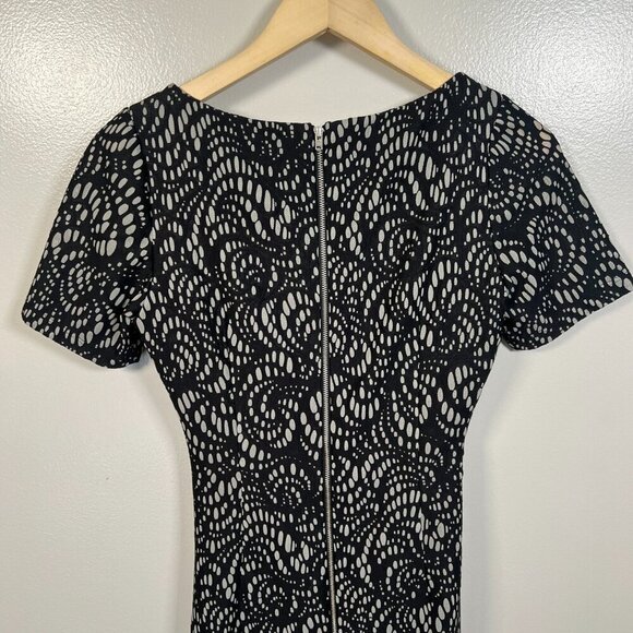 Reiss Janella Ruched Dress Size 4 Black Bonded Lace Career Event Wedding Guest - Picture 8 of 10